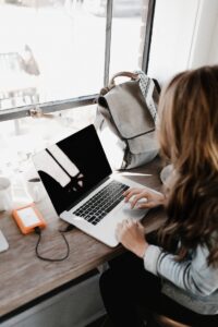 student at work on laptop