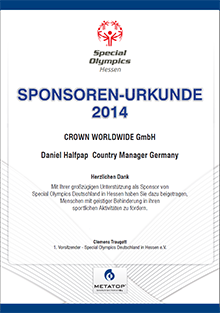 Crown Germany becomes a sponsor of Special Olympics in Hessen